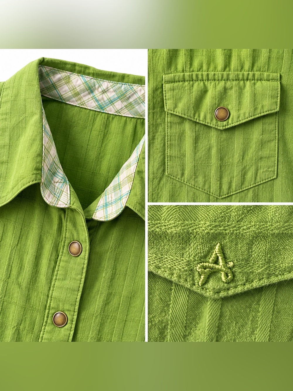 Aura by Wrangler Lime Green Western Snap Shirt Size M (estimated) - Picture 4 of 4